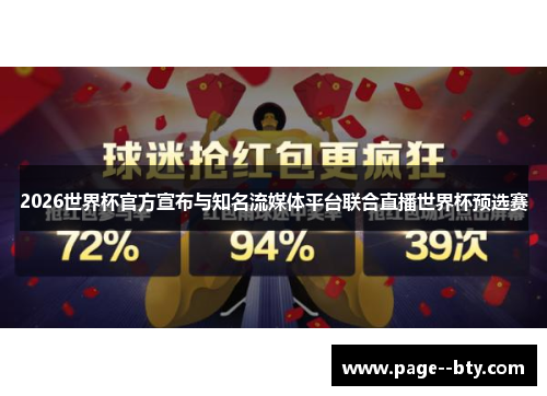 2026世界杯官方宣布与知名流媒体平台联合直播世界杯预选赛