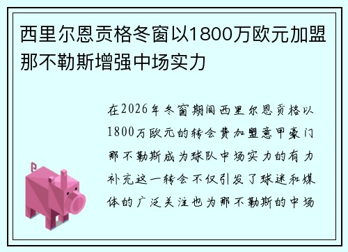 西里尔恩贡格冬窗以1800万欧元加盟那不勒斯增强中场实力